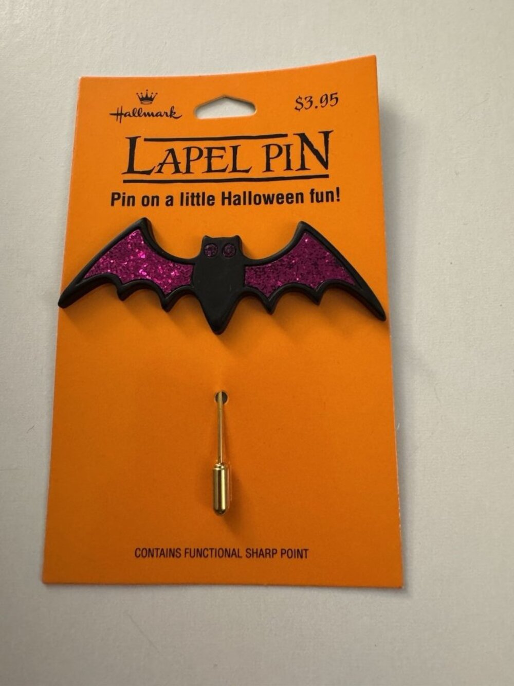 Hallmark Purple Bat Halloween Boo Bazaar Stick Pin MM11